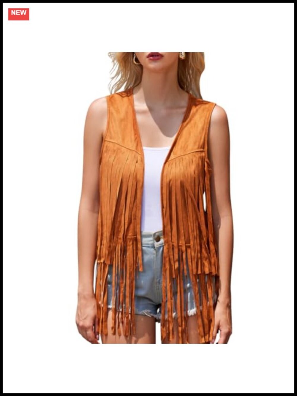 Faux Suede Fringe Vest Western Cowgirl 70s Hippie Tassel